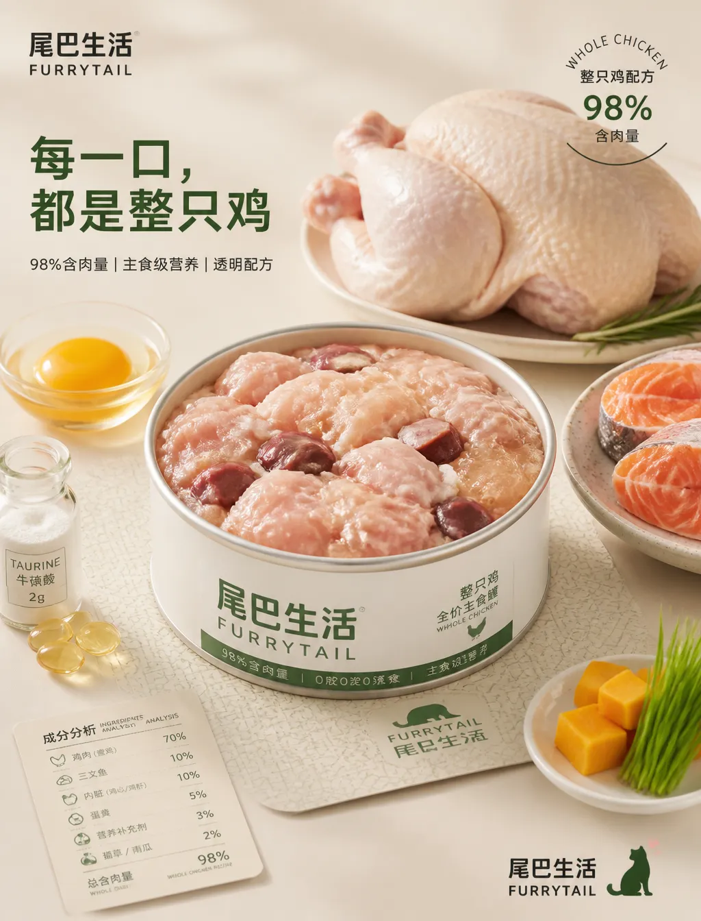 尾巴生活 · 整只鸡主食罐